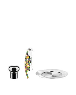 Alessi Wine Set, Parrot Corkscrew, Coaster, Champagne Stopper