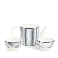 Wedgwood Gio Pinstripe Teapot And Bowl Set White