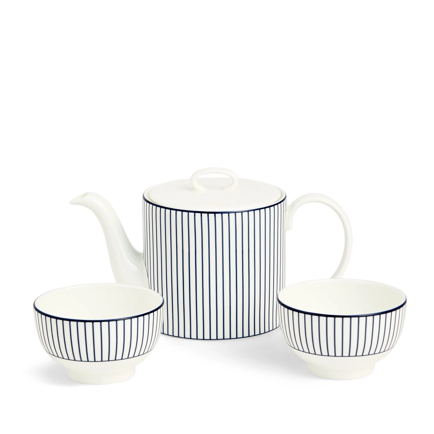 Wedgwood Gio Pinstripe Teapot And Bowl Set White 4 Wedgwood Gio Pinstripe Teapot And Bowl Set White - Image 4
