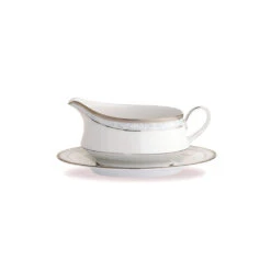 Noritake Hampshire Platinum Gravy Boat With Tray