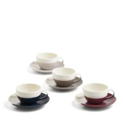 Royal Doulton Coffee Studio Mixed Flat White Cup And Saucer Set Of 4
