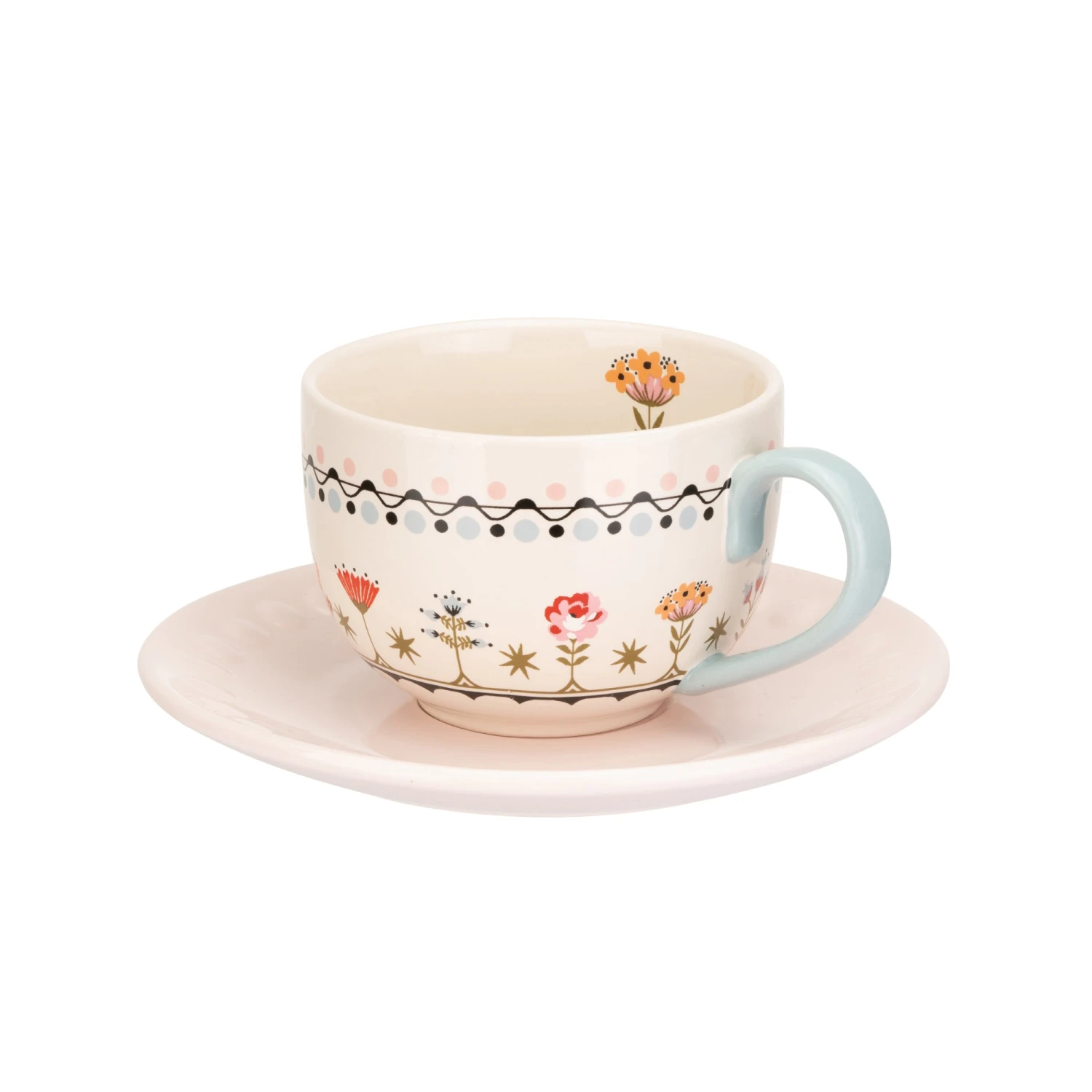 Cath Kidston Painted Table Teacup & Saucer Set 2 Cath Kidston Painted Table Teacup & Saucer Set - Image 2