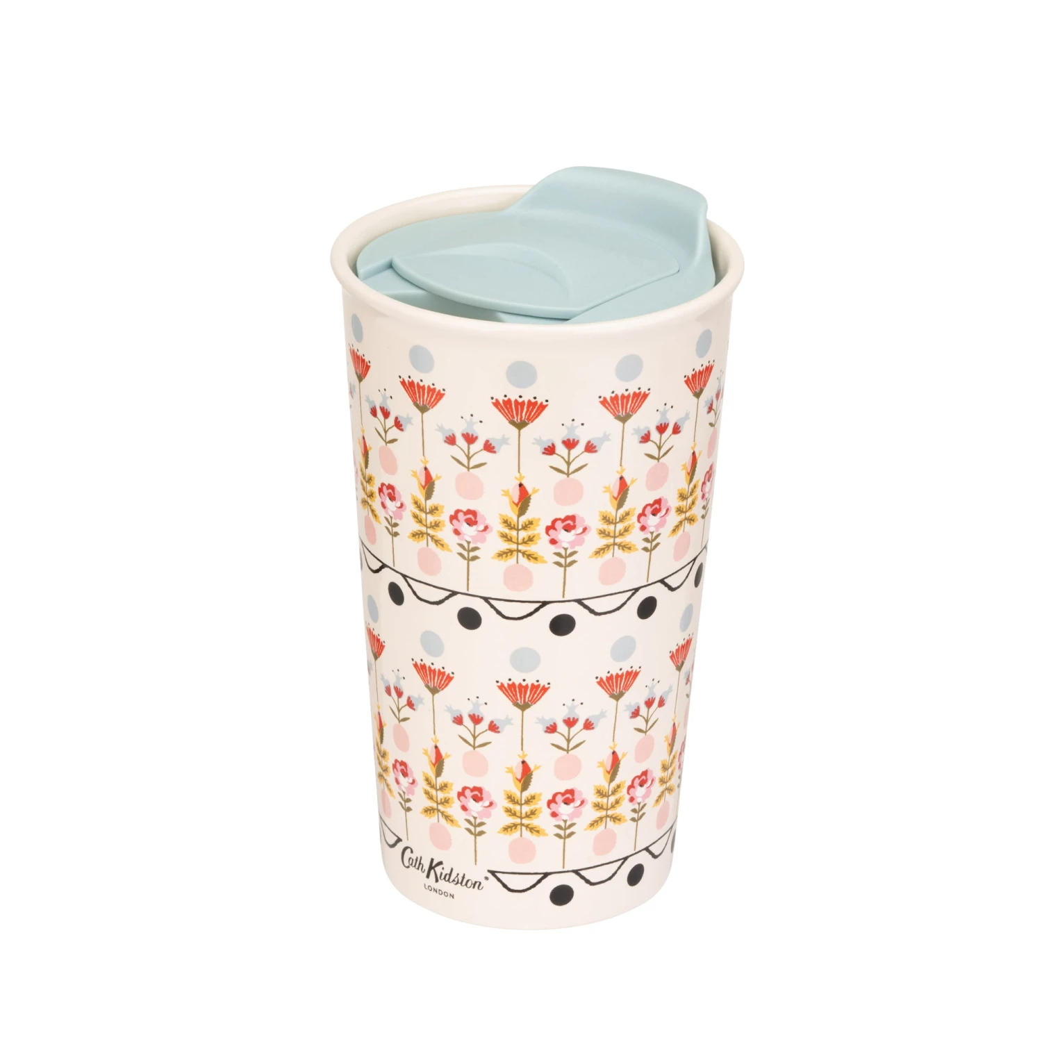 Cath Kidston Painted Table Ceramic Travel Mug 300ml 3 Cath Kidston Painted Table Ceramic Travel Mug 300ml - Image 3