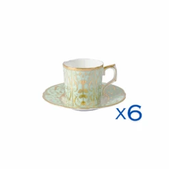 Royal Crown Derby Darley Abbey Coffee Cup And Saucer Set Of 6