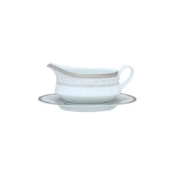 Noritake Glendonald Platinum Gravy Boat With Tray