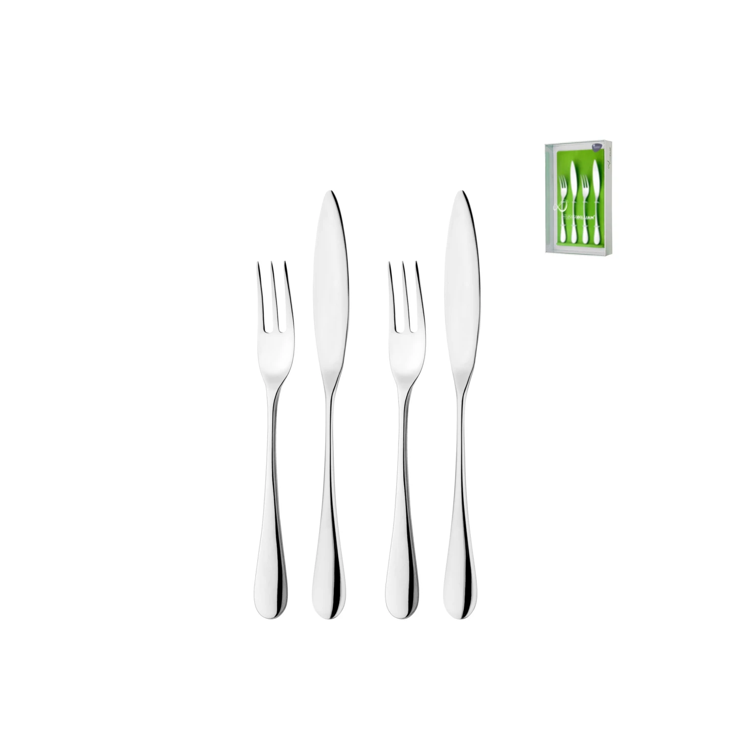 Studio William Mulberry Mirror Fish Fork And Knife Set Of 4 1 Studio William Mulberry Mirror Fish Fork And Knife Set Of 4
