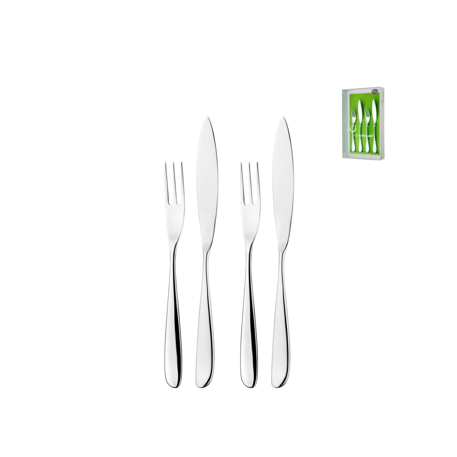 Studio William Olive Mirror Fish Fork And Knife Set Of 4 1 Studio William Olive Mirror Fish Fork And Knife Set Of 4
