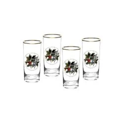 Portmeirion Holly And Ivy Hiball Glasses Set Of 4
