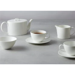 Wedgwood Gio White Teaware Set Of 7 12 Wedgwood Gio White Teaware Set Of 7 -Tableware Discount Store Wedgwood ArtofFood 2023 Gio Hero 7PieceTeaSet Lifestyle Image 02