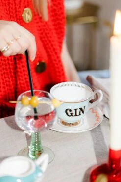 Yvonne Ellen Boozy Teacup And Saucer- Gin -Tableware Discount Store YEGINTCUP 23