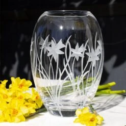 Royal Scot Crystal Daffodils Medium Barrel Vase 7" -Tableware Discount Store dafbarm 03 1000