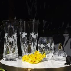 Royal Scot Crystal Daffodils Small Barrel Vase 6" -Tableware Discount Store daffodils 02 1000 2 2